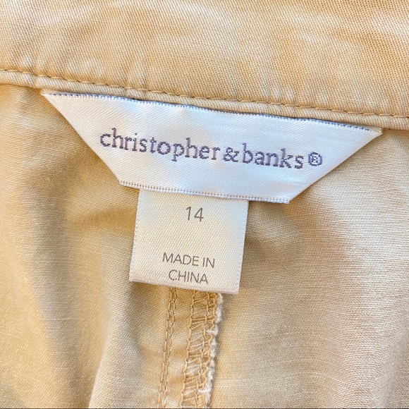 Christopher/Banks Capris Cotton/Spandex Relaxed Baggy Fit Pockets Tab Cuffs  14 - Picture 9 of 13